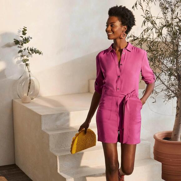 BODEN Cosima Romper Belted Berry Sorbet Pink {WW46} - Picture 1 of 7